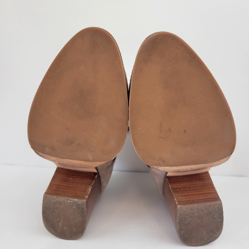 Soludos Emma Heeled Ankle Bootie Taupe Suede Size 6 - Picture 8 of 13